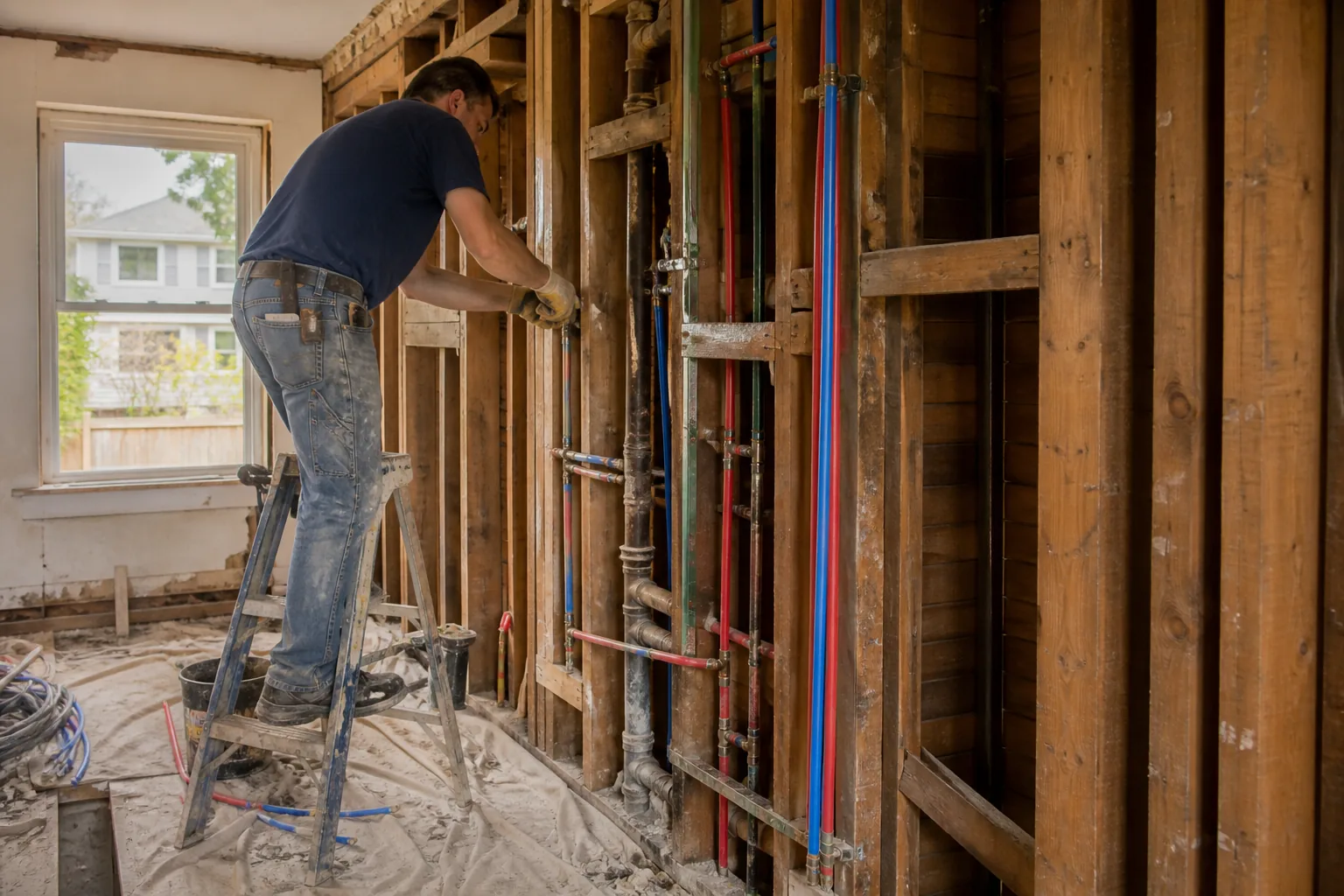 Whole-house repiping work in an Everett home
